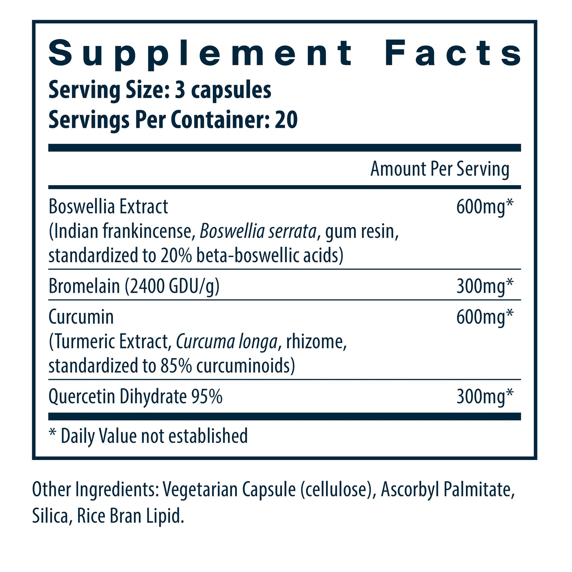 Vital Nutrients BCQ 60 capsules supplement facts.